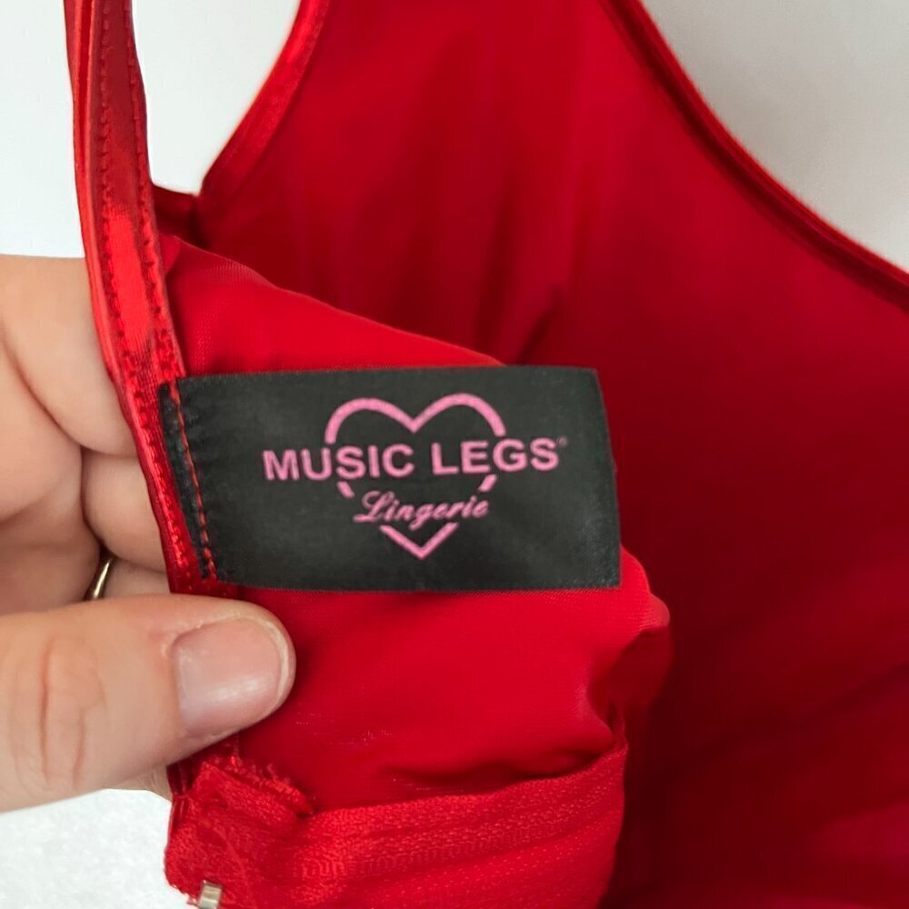 Metallic Red Dress Mini Lingerie Body Con Valentines Sexy Love Dancer Rouge - Picture 8 of 10